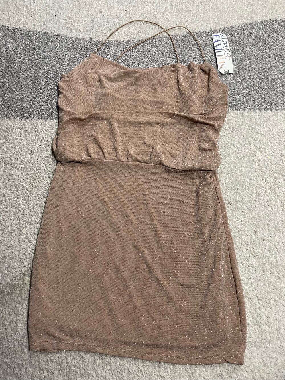 Almost Famous Shimmery Nude/Taupe Mini Dress